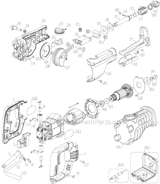 Page A Diagram and Parts List for PC85TRSOK Type 1 Porter Cable Reciprocating Saw